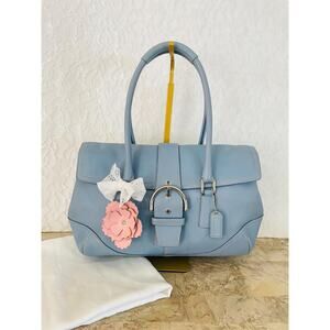 vtg Coach SOHO light blue Leather Shoulder bag HandBag 9569